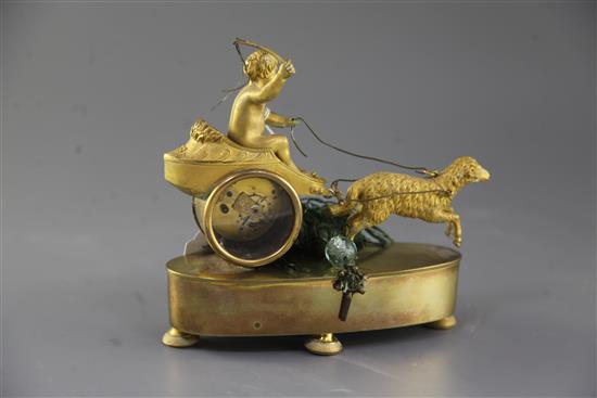 A 19th century Empire style ormolu desk timepiece, height 7in. width 7.75in.